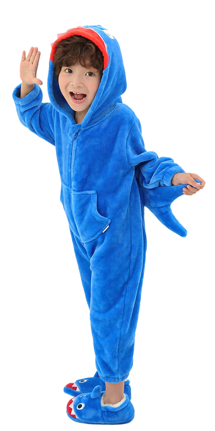 Unisex Kids Animal Hooded Soft One-piece Pajamas