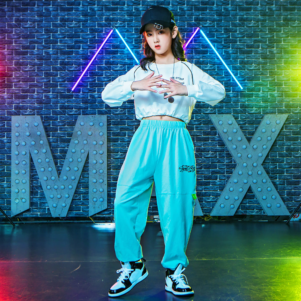 Girl's Pullover Crop Top Sweat Pant Dance Jazz Costumes