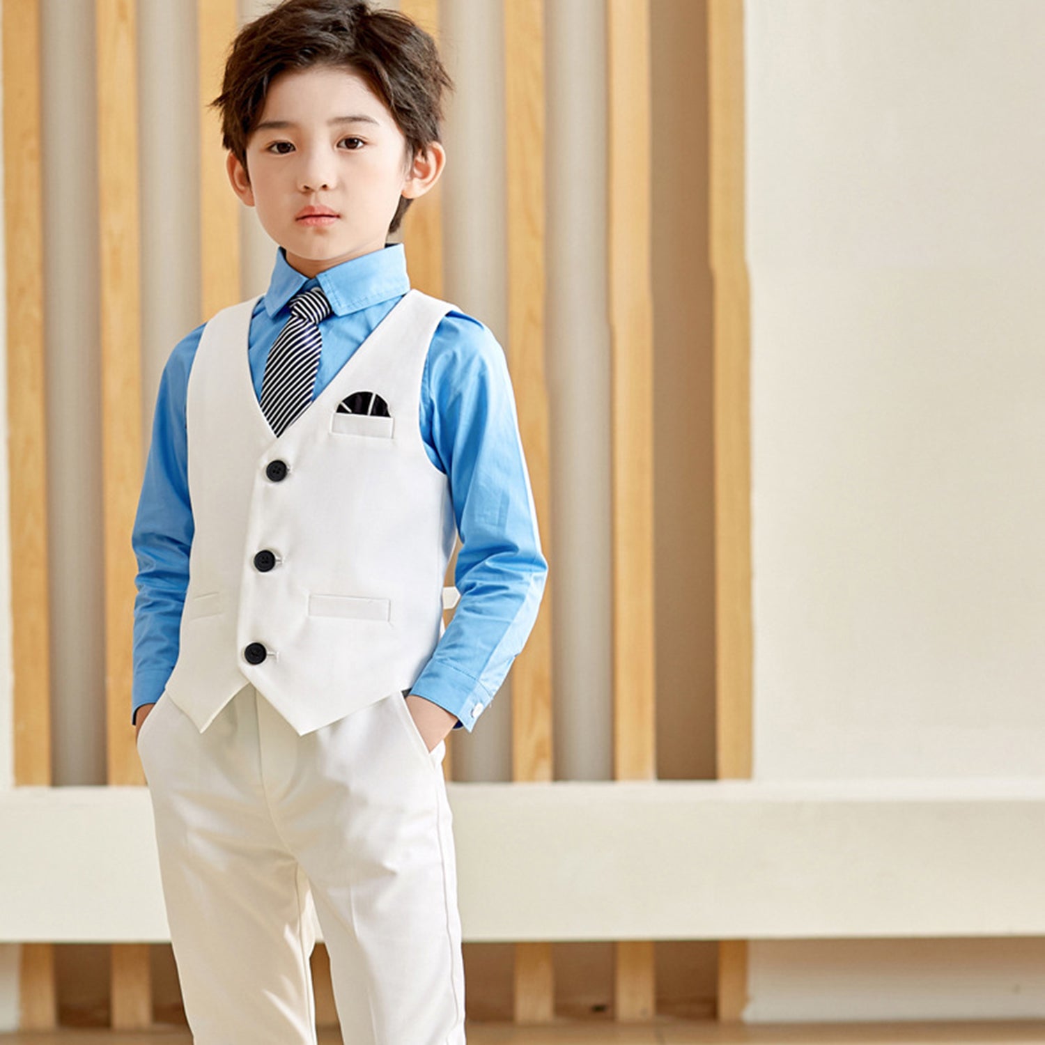 LOLANTA Boy's School Formal Ceremony Long Sleeves Shirt Bowtie Necktie