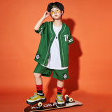 Boys Girls Hip Hop Dance Clothes Kids Softball Jerseys Short Sets