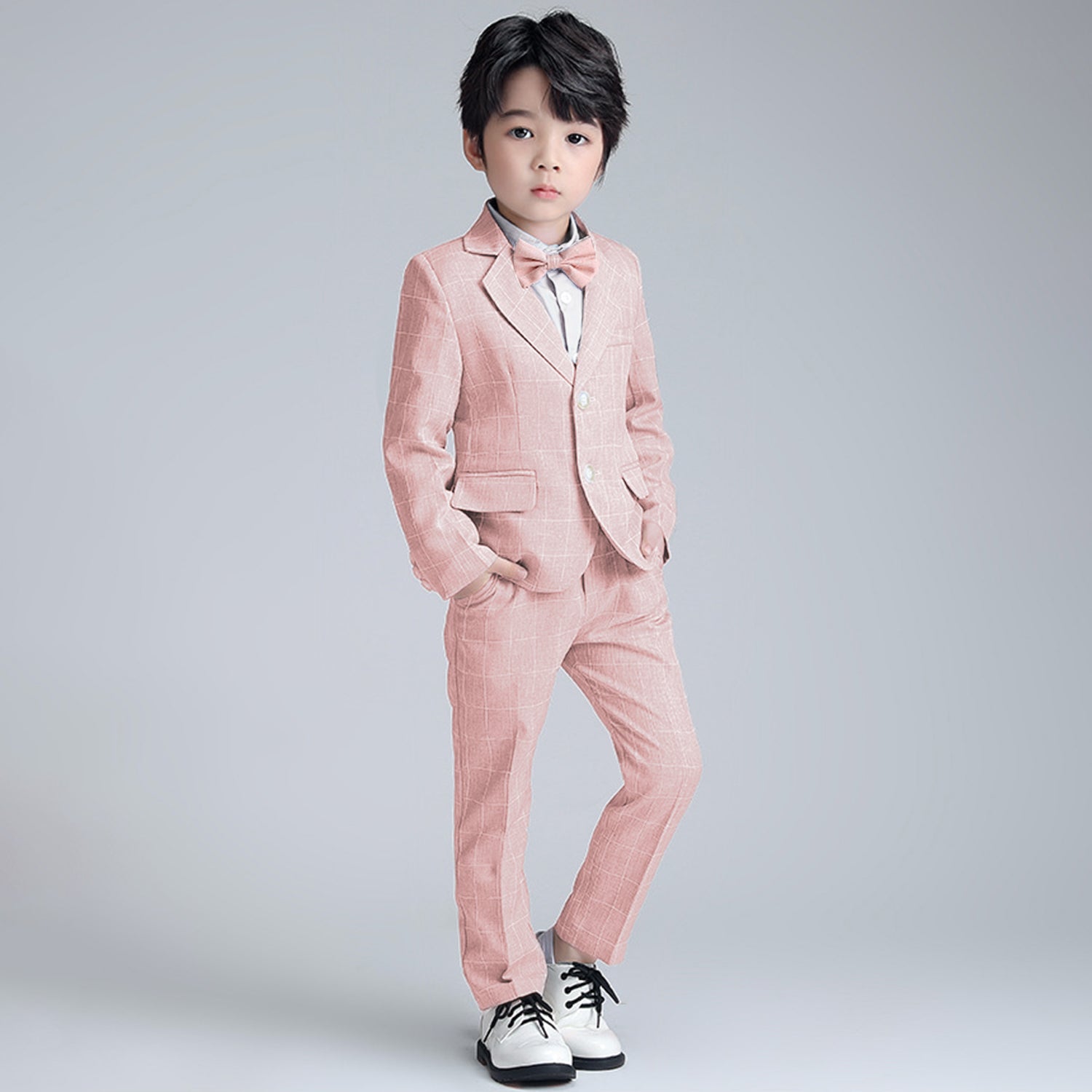 Boy's Business Formal Plaid Suit Jacket Pants set