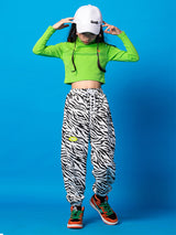 [VIP]Girls Casual Long Sleeve Zebra Striped Pants Joggers Dance Outfit