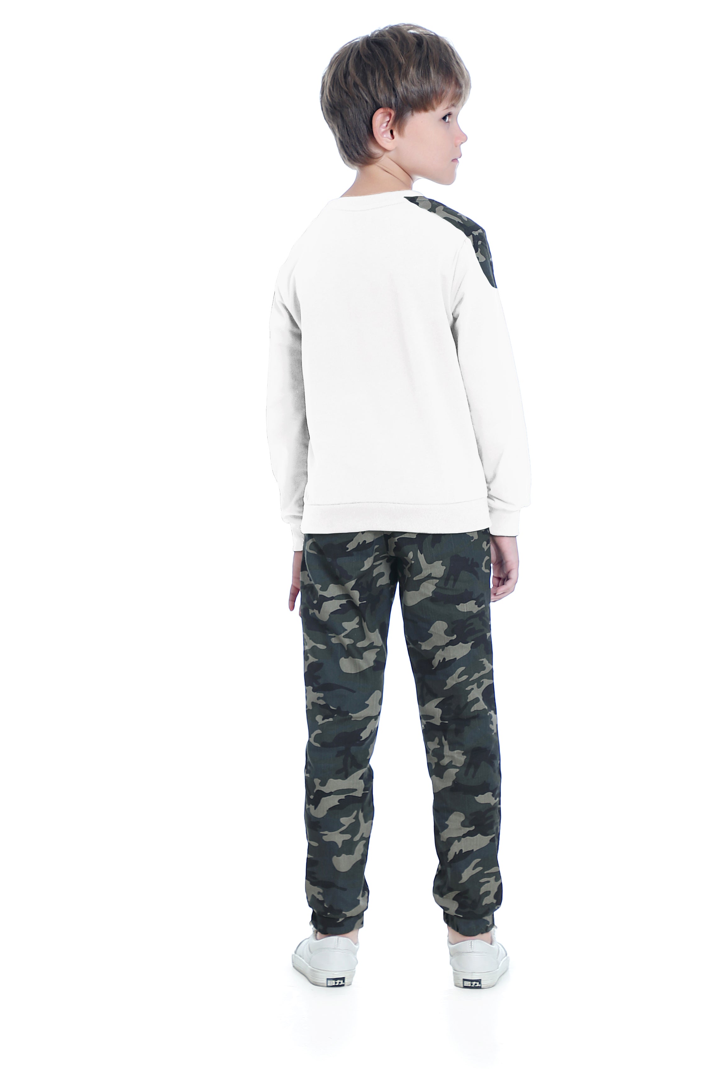 Boys Sweatsuits Casual Outfits Cotton Long Sleeve T-shirts and Camouflage Pants Set