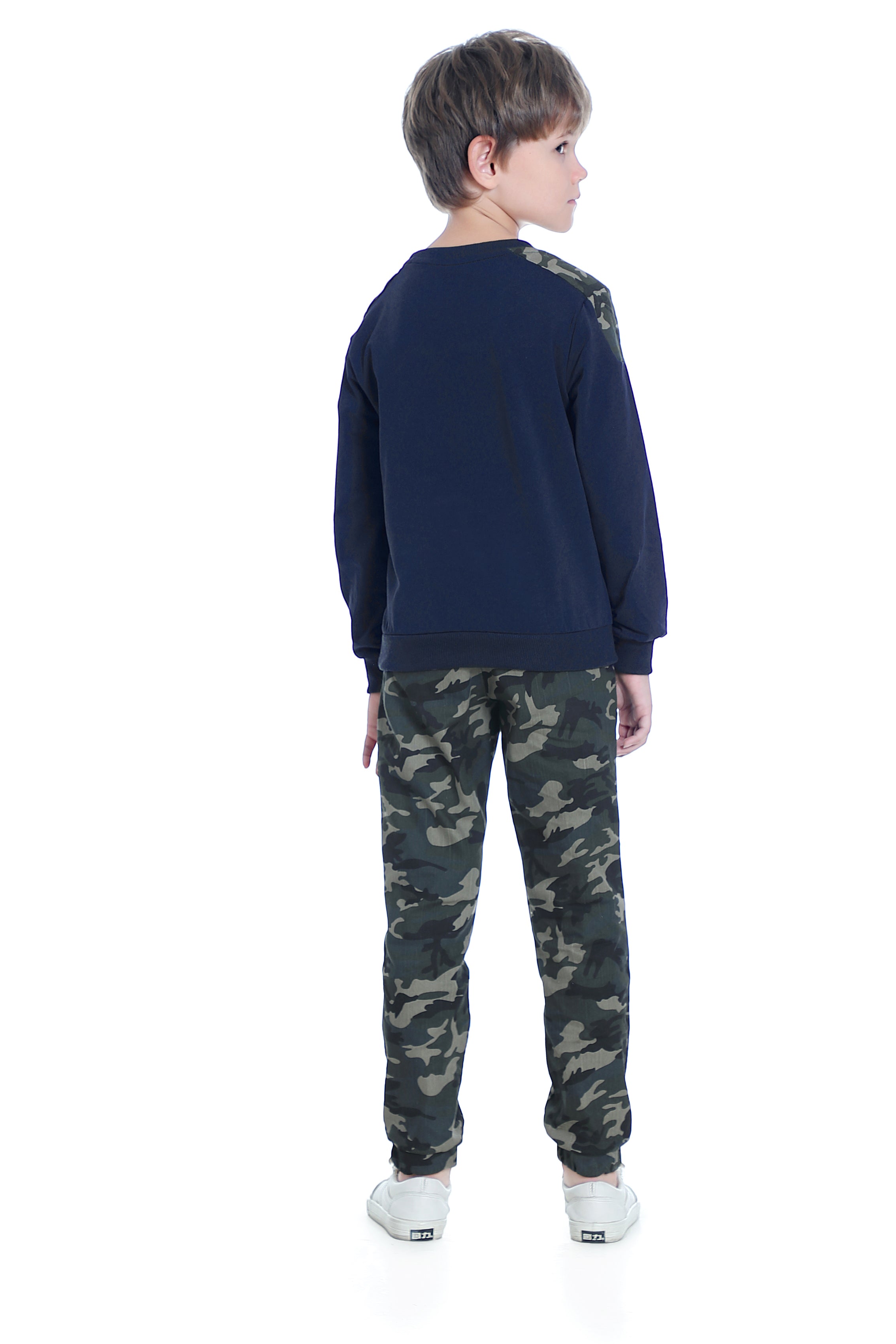 Boys Sweatsuits Casual Outfits Cotton Long Sleeve T-shirts and Camouflage Pants Set