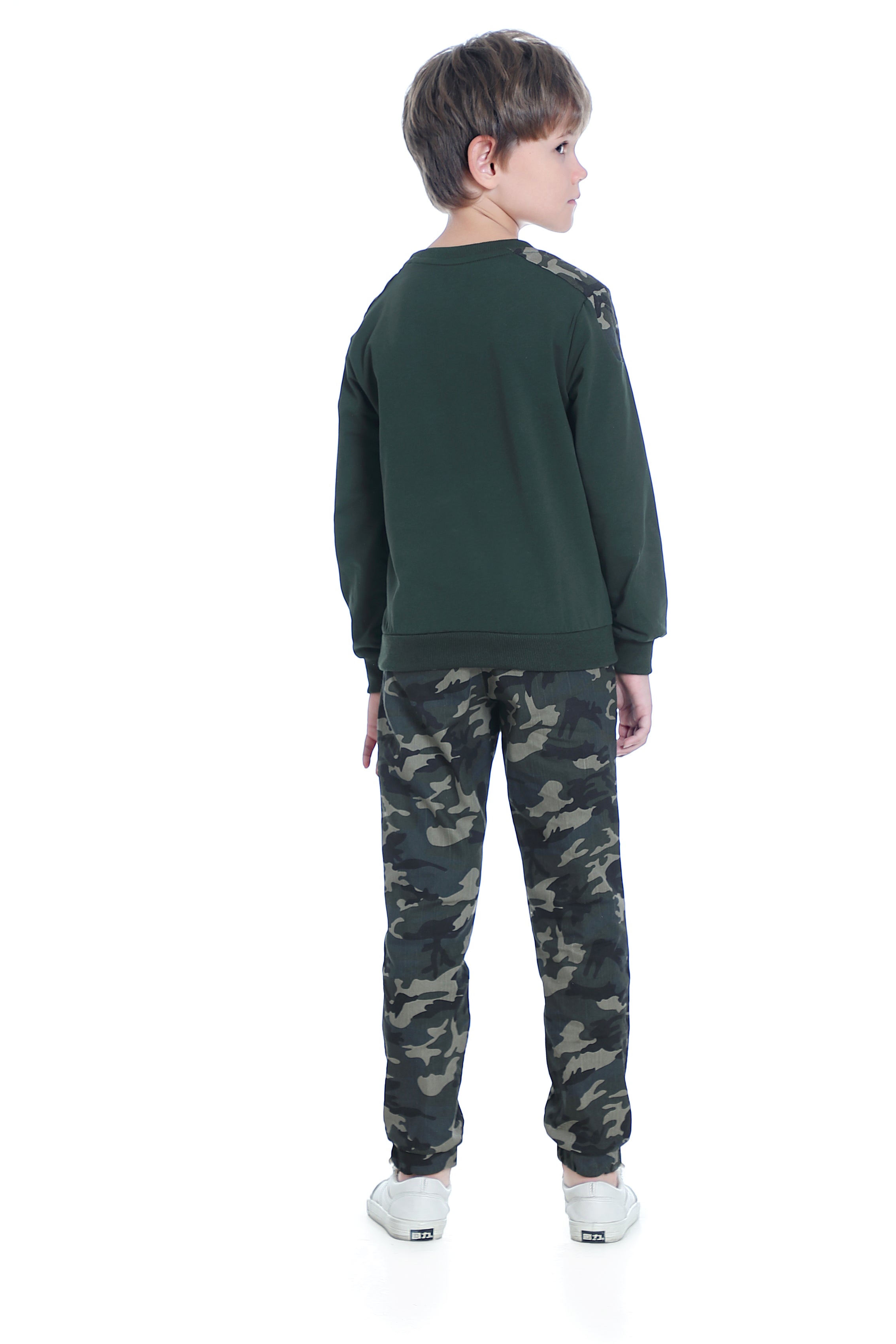 Boys Sweatsuits Casual Outfits Cotton Long Sleeve T-shirts and Camouflage Pants Set