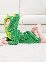 Unisex Boys' Girls' Hooded Flannel Bathrobes Kids Sleepwear Dinosaur pajamas