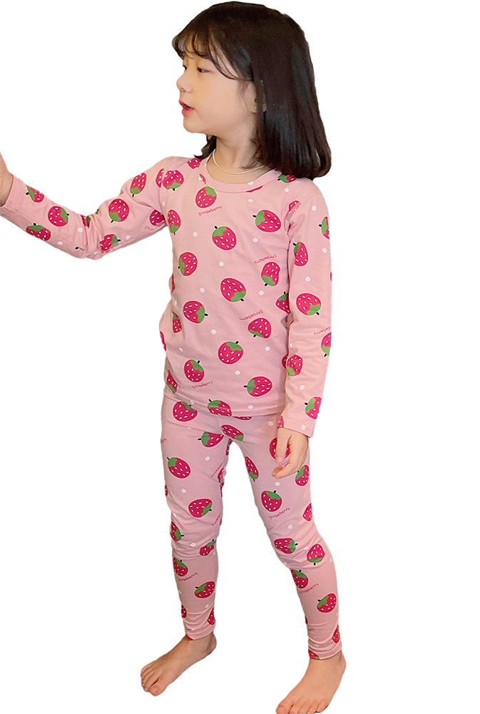 Girl's Cartoon Animal Long Sleeve Snug-Fit Cotton Pajamas