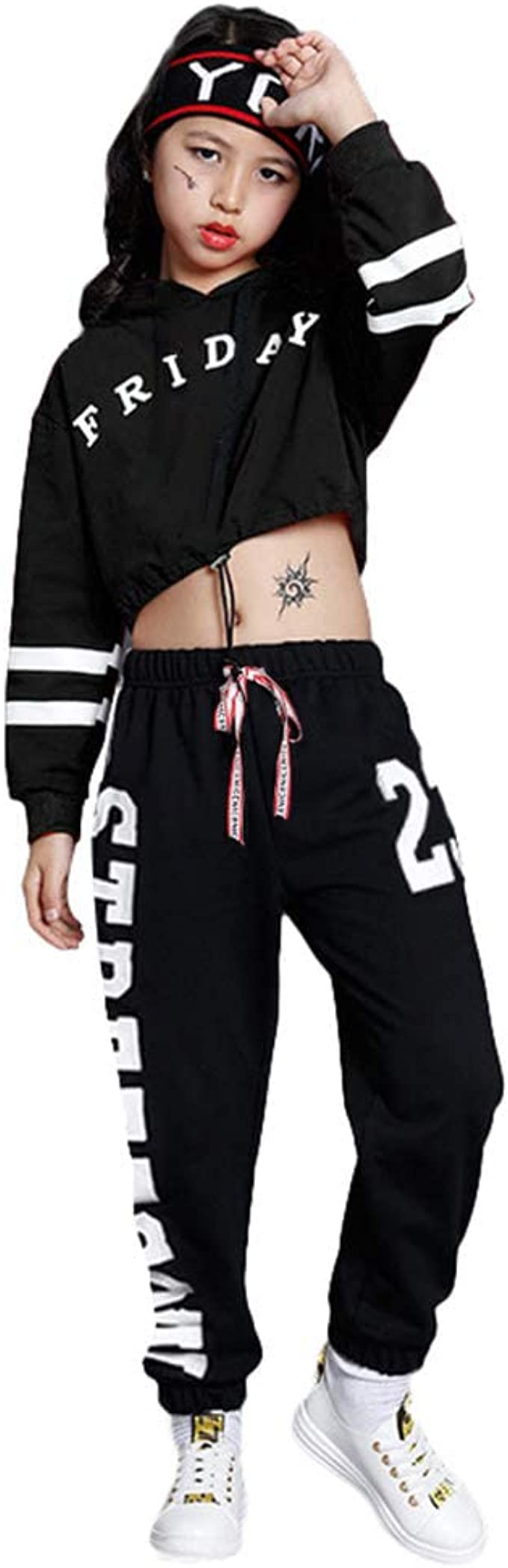 [VIP]Girl's Hip Hop Dance Hoodie Sweatshirt Sweatpants Jogger Tracksuit