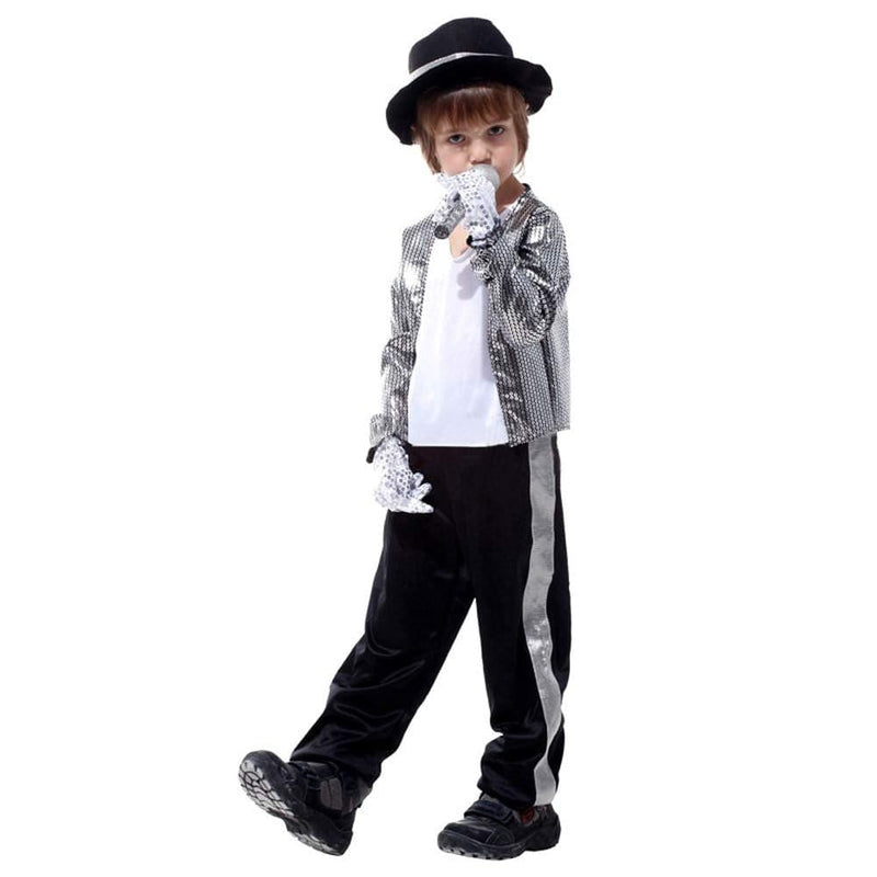 LOLANTA Boy's 80s Costume Michael Cosplay Hip Hop Stage Outfits with Matched Hat Gloves