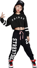 [VIP]Girl's Hip Hop Dance Hoodie Sweatshirt Sweatpants Jogger Tracksuit