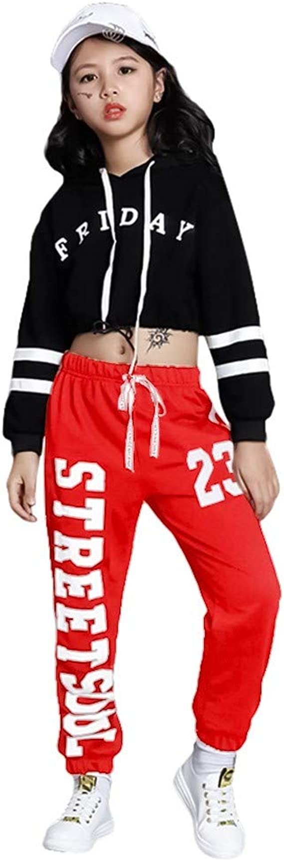 [VIP]Girl's Hip Hop Dance Hoodie Sweatshirt Sweatpants Jogger Tracksuit