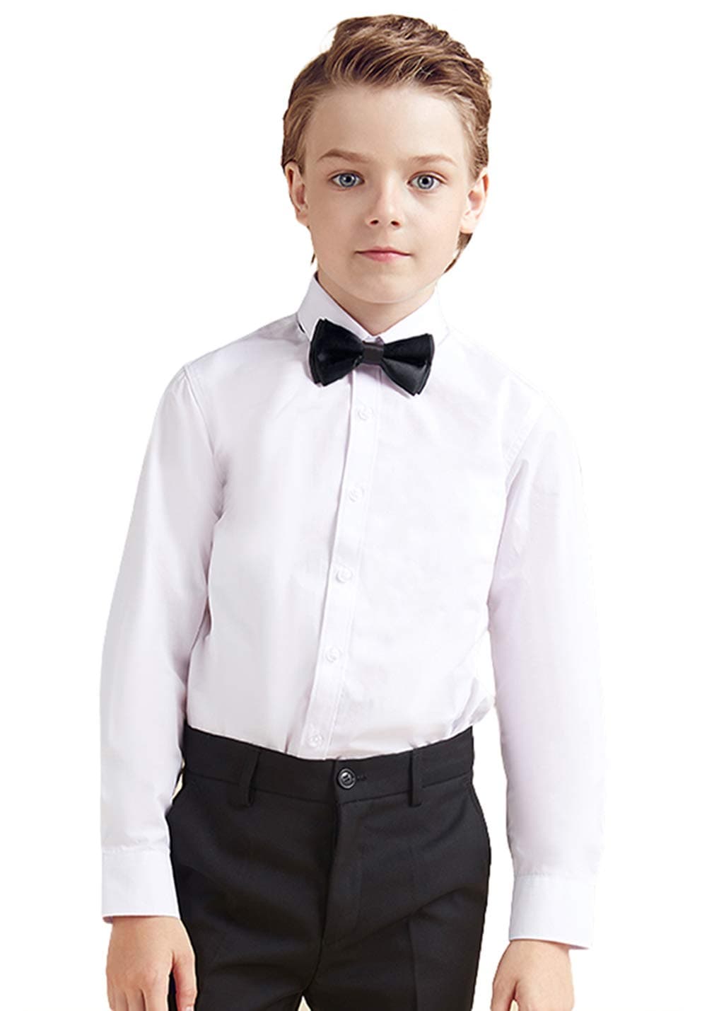 LOLANTA Boy's School Formal Ceremony Long Sleeves Shirt Bowtie Necktie