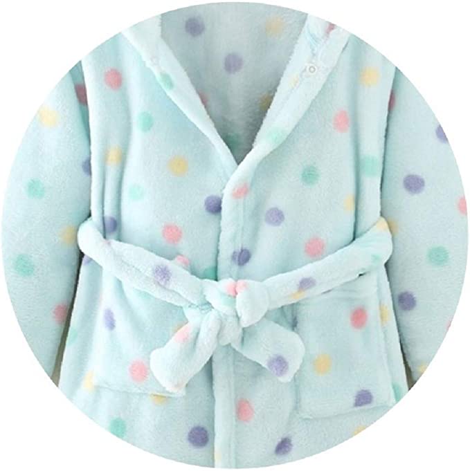 Boy's Girl's Unisex Hooded Soft Sleep Flannel Bathrobe