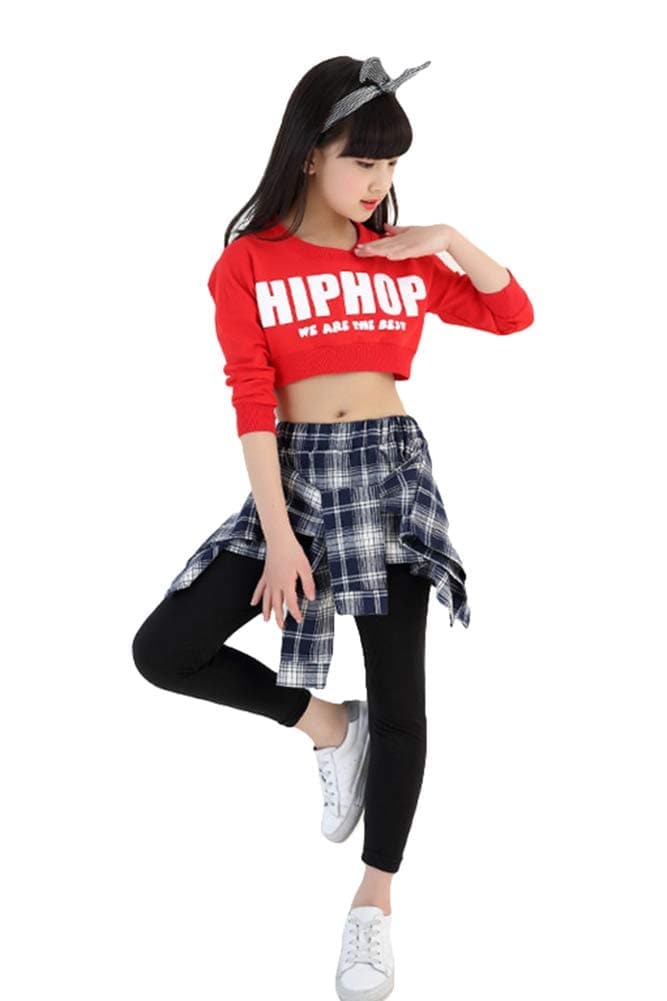 [VIP]Girl's Hip Hop Jazz Cropped Tops Culottes Pantskirts Set