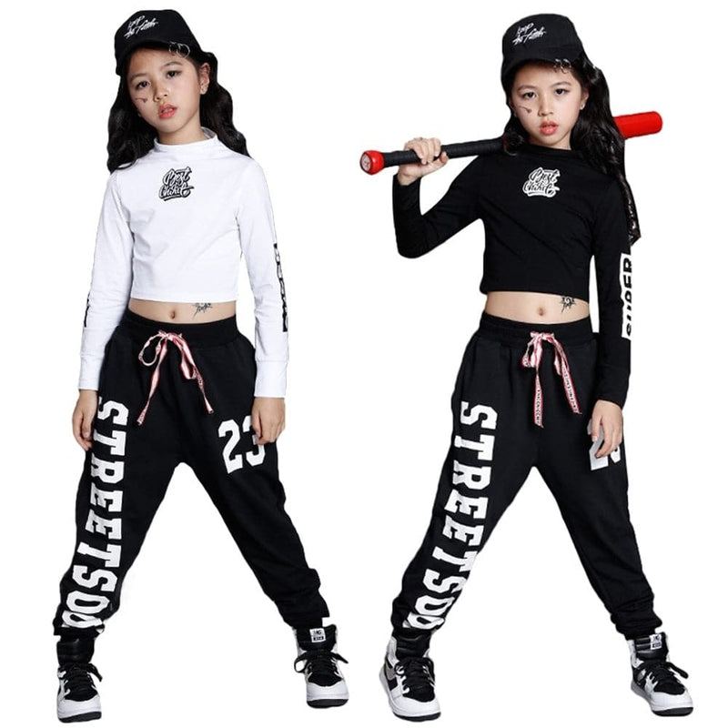Kid Girls Hip Hop Street Dance Outfits Cropped Hoodie Tank Top
