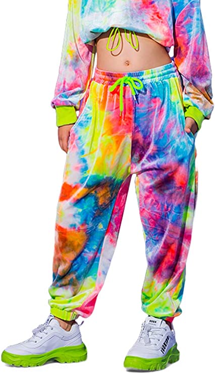 Single Kids Active Hip Hop Streetwear Tie-dye Sweatpants