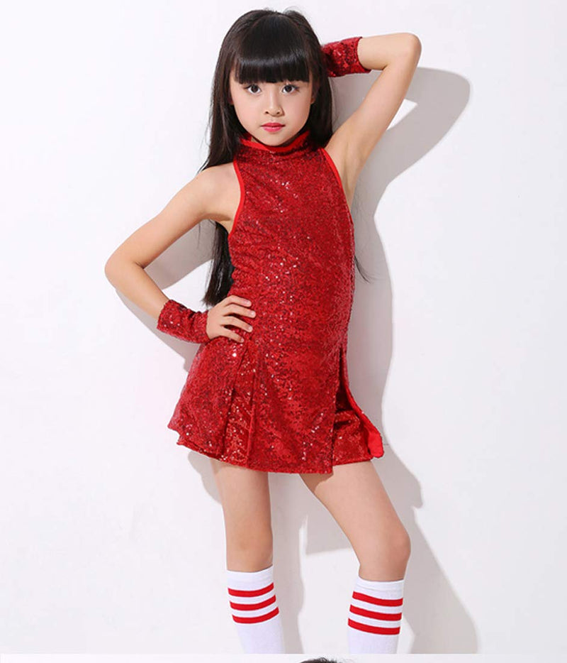 [VIP]Girl's Sparkle Sequins Sleeveless Top Shorts Performance Outfits