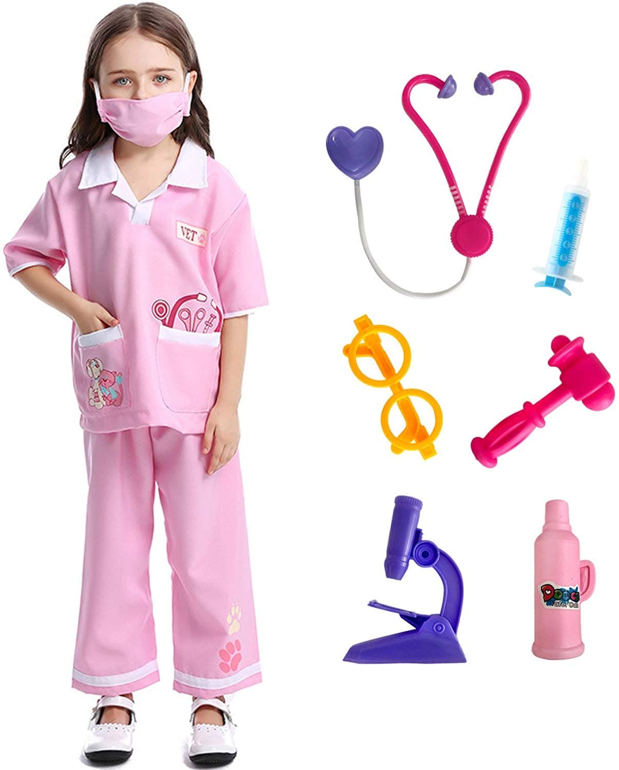 Unisex Cosplay Veterinarian Stage Dress Up Set Medical Kit