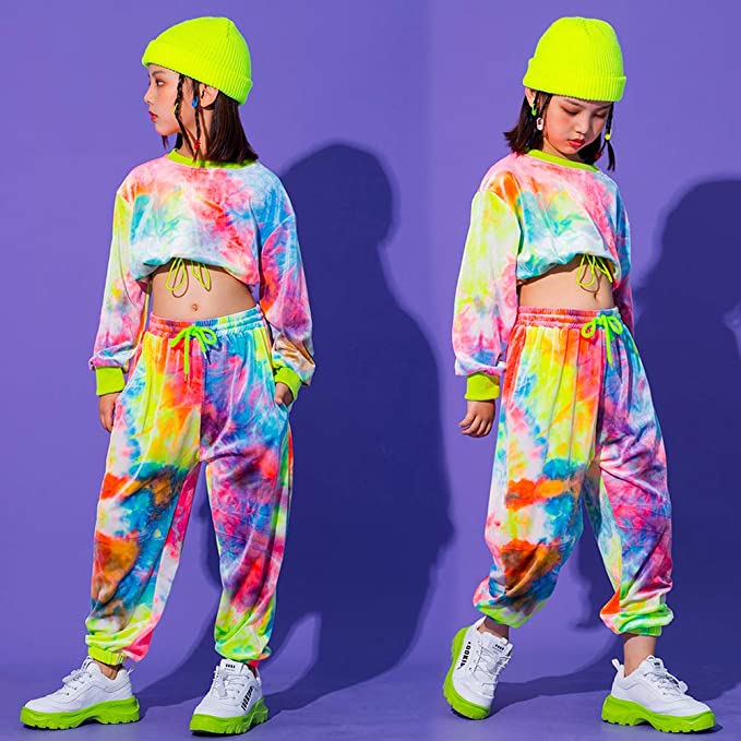 Single Kids Active Hip Hop Streetwear Tie-dye Sweatpants