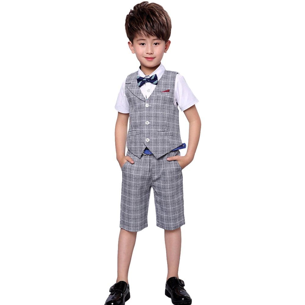 Boy's Business Party Performance Plaid Formal Suits