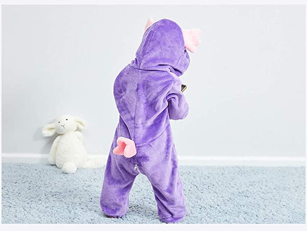 Unisex Baby's Hooded Cartoon Animal Toddler Piggy Owl Flannel Onesie Pajamas