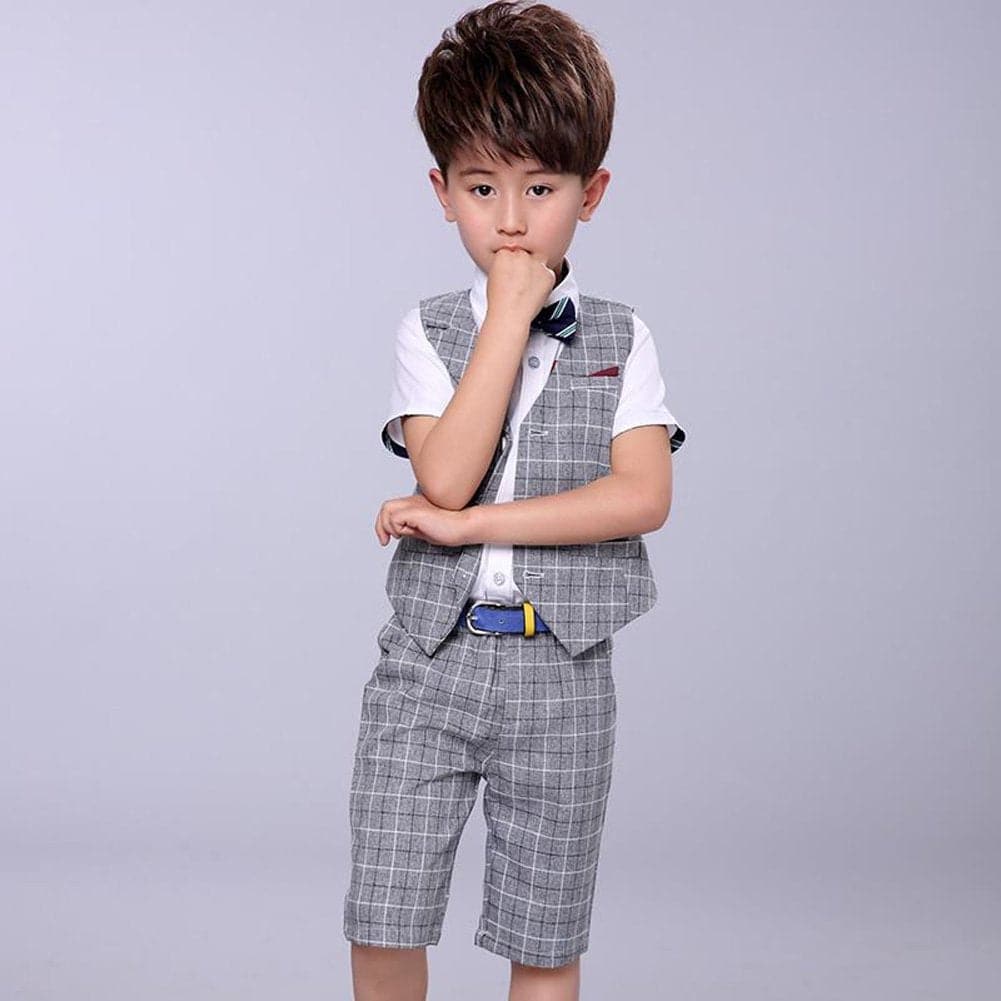 Boy's Business Party Performance Plaid Formal Suits