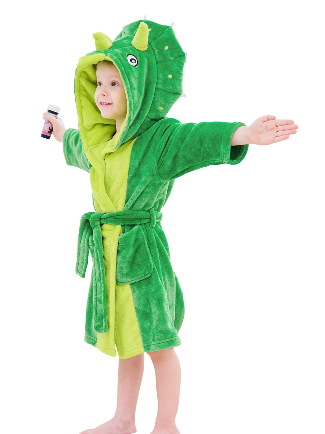 Unisex Boys' Girls' Hooded Flannel Bathrobes Kids Sleepwear Dinosaur pajamas