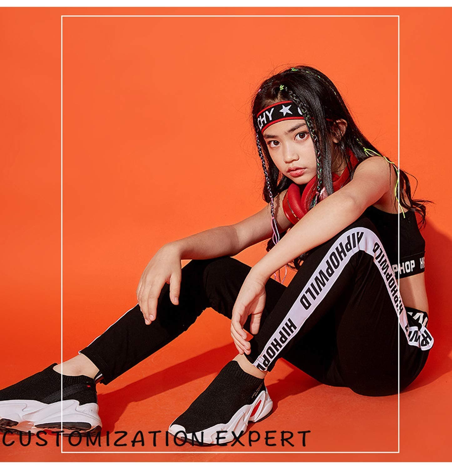 [VIP]Girls Hip Hop Athletic Cropped Tank Top and Legging Pants Tracksuits Set