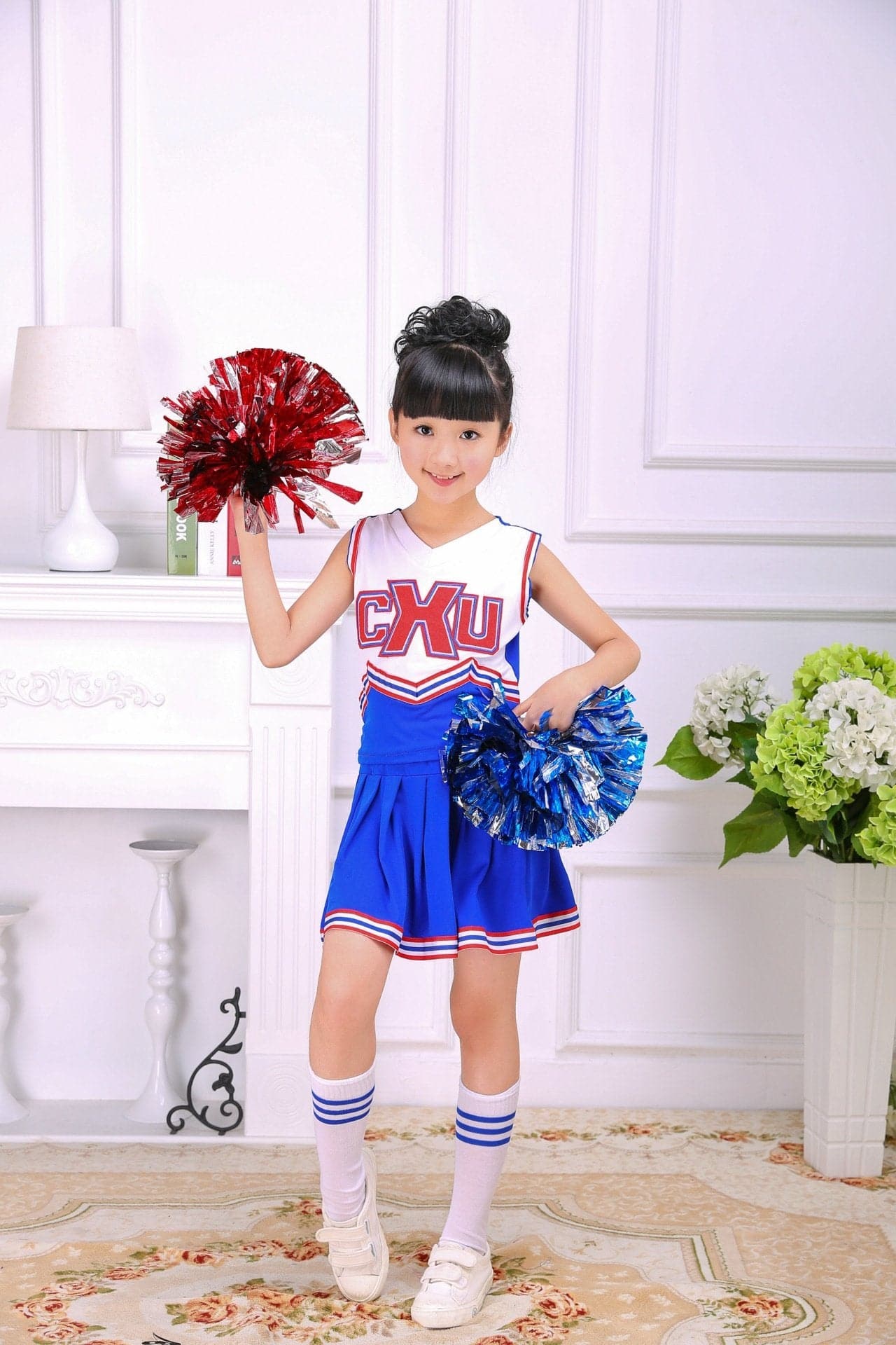 [VIP]Girl's Cheerleading sleeveless Top Skirt Stage Dress