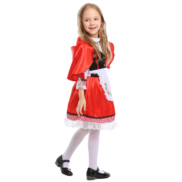 LOLANTA Girl's Little Red Riding Hood Costume Halloween Cosplay Party Dress Outfits