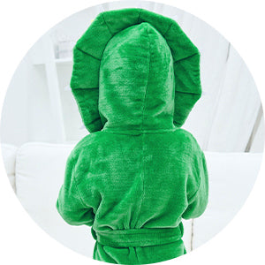 Unisex Boys' Girls' Hooded Flannel Bathrobes Kids Sleepwear Dinosaur pajamas