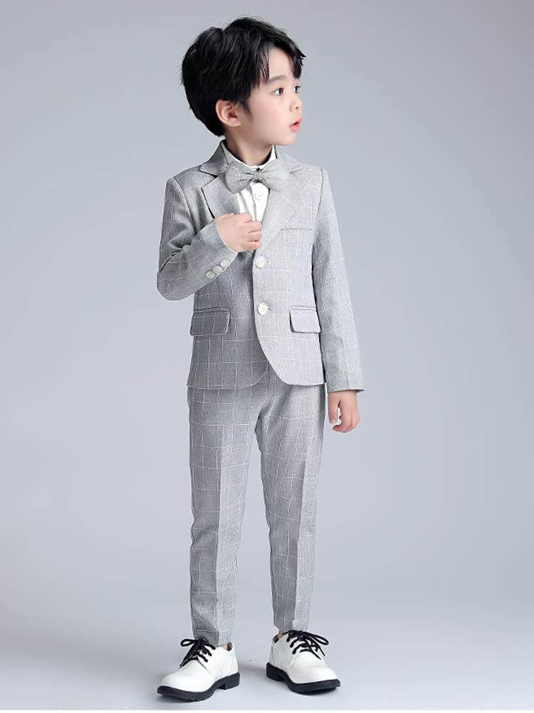 Boy's Business Formal Plaid Suit Jacket Pants set