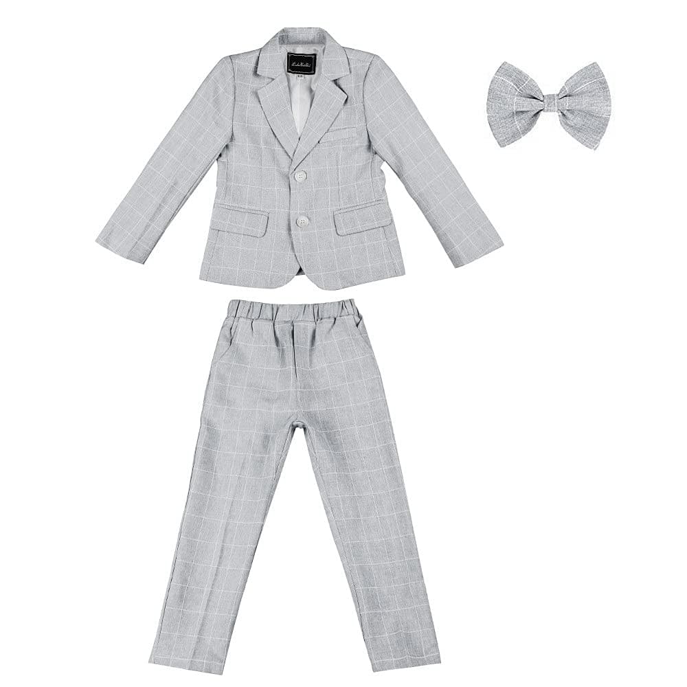 Boy's Business Formal Plaid Suit Jacket Pants set