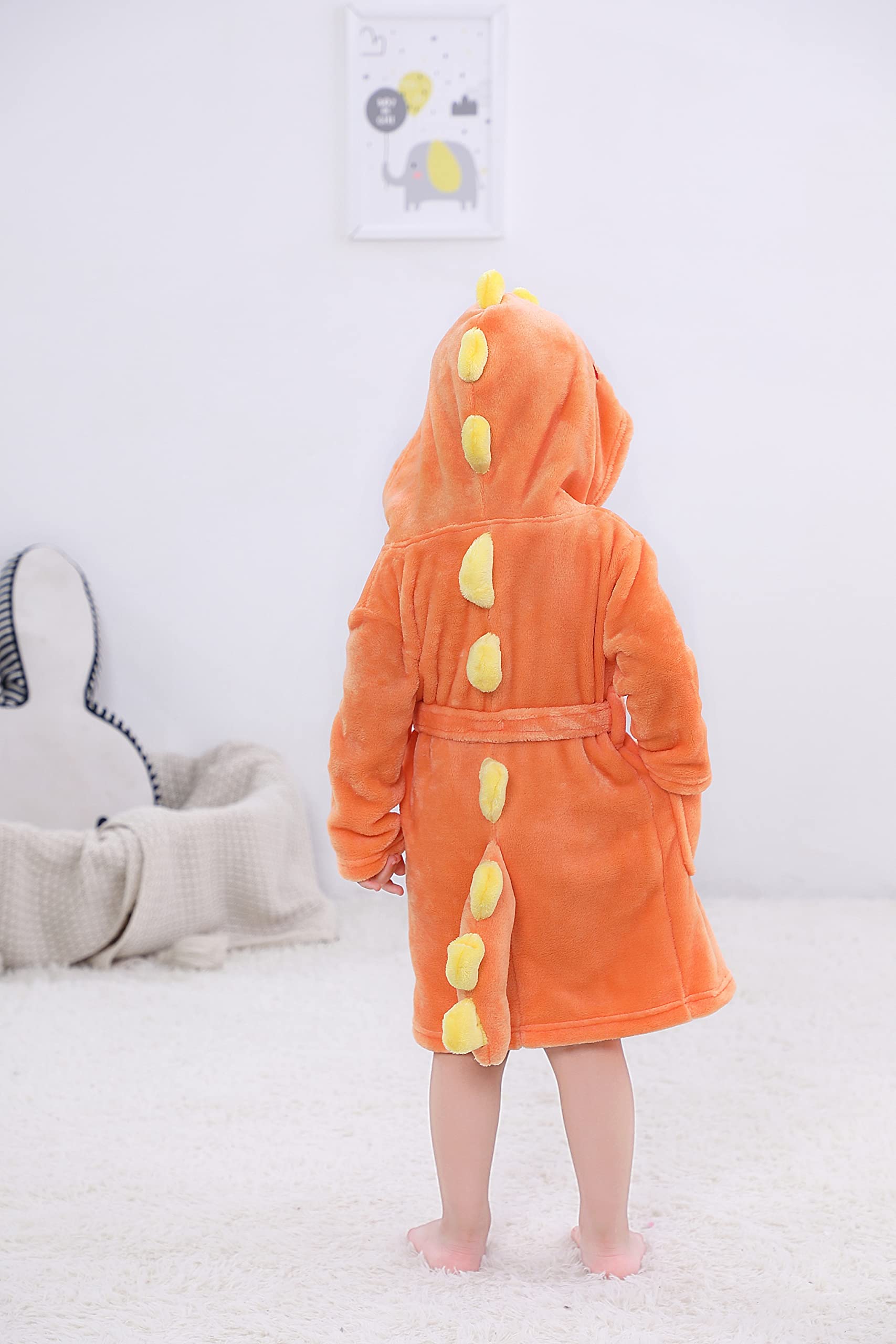 Boy's Girl's Unisex Hooded Bathrobe Plush Robe Sleepwear