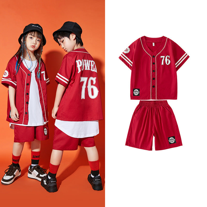 Boys Girls Hip Hop Dance Clothes Kids Softball Jerseys Short Sets – LOlanta  Official Site