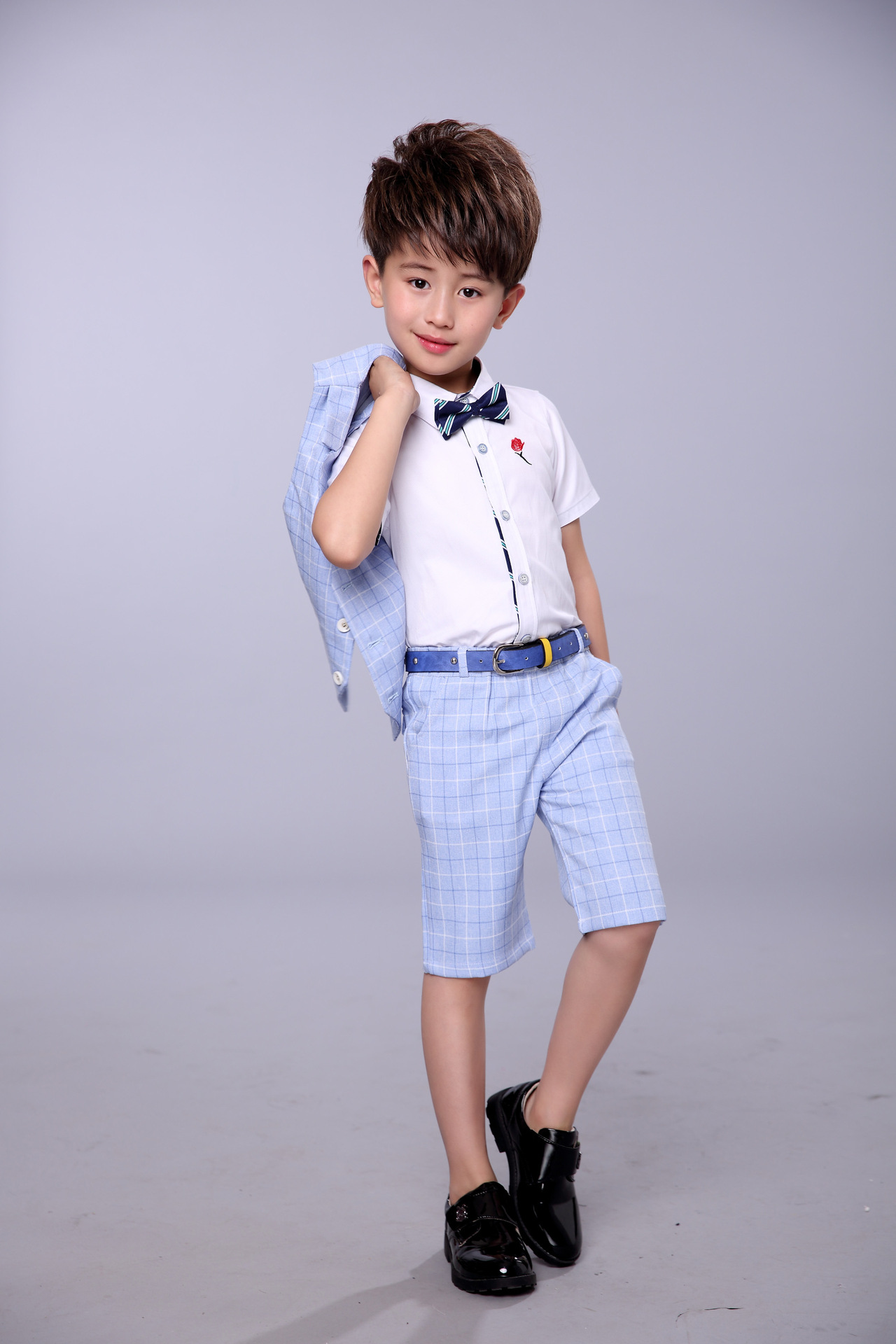 Boy's Business Party Performance Plaid Formal Suits