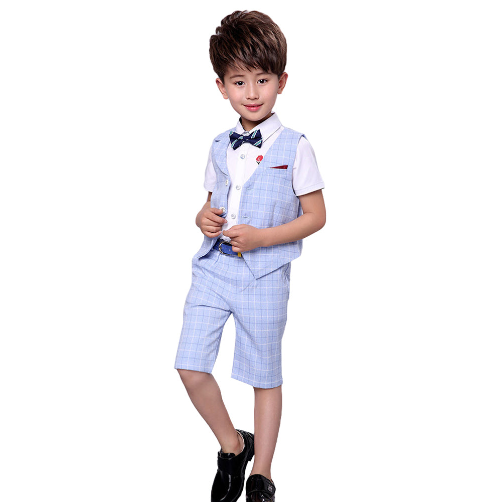 Boy's Business Party Performance Plaid Formal Suits