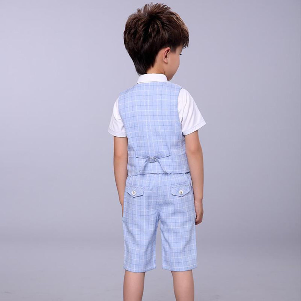 Boy's Business Party Performance Plaid Formal Suits