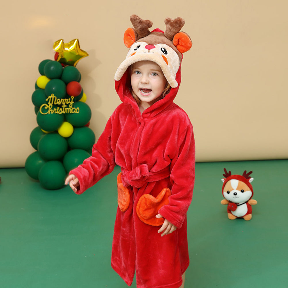 Unisex Boy's Girl's Hooded Bathrobe Onesies Animal