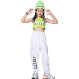 Girl's Sleeveless Crop Tank Top Sweatpants Stage Dance Outfits