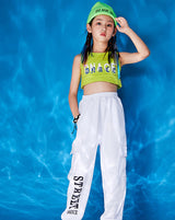 Girl's Sleeveless Crop Tank Top Sweatpants Stage Dance Outfits