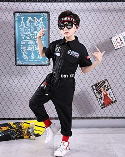 Unisex Classic Boy's Girl's Zip-Front Jumpsuit  Coveralls Street Dance Outfit