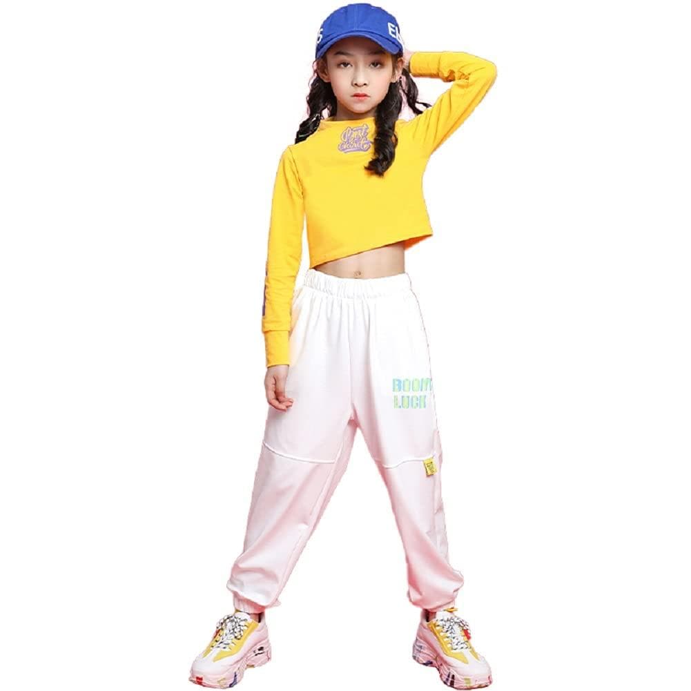 Girl's Casual Long Sleeve Pullover Tops Sweatpants Jogger Dance Outfit