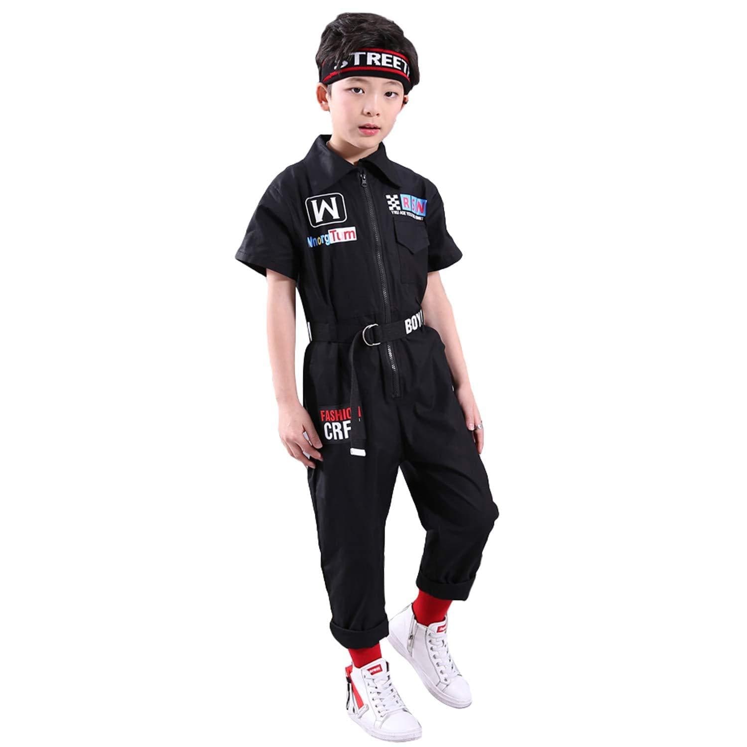 Unisex Classic Boy's Girl's Zip-Front Jumpsuit  Coveralls Street Dance Outfit