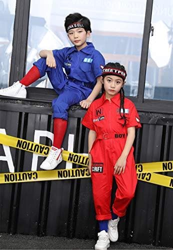 Unisex Classic Boy's Girl's Zip-Front Jumpsuit  Coveralls Street Dance Outfit