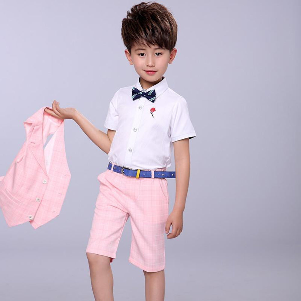 Boy's Business Party Performance Plaid Formal Suits