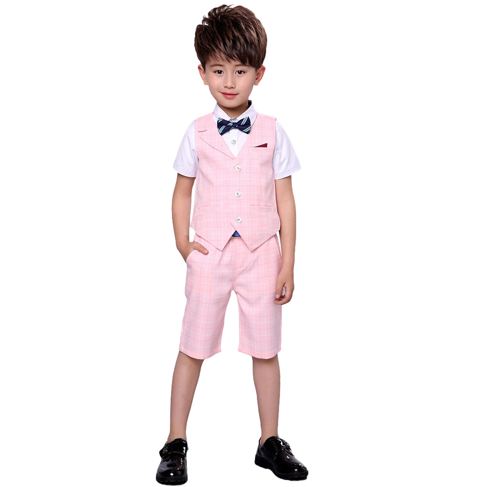 Boy's Business Party Performance Plaid Formal Suits